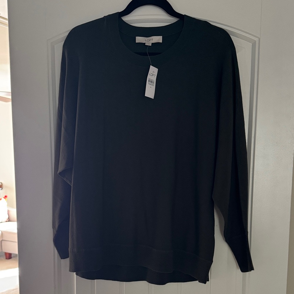 LOFT Women's Green Crewneck Sweater
